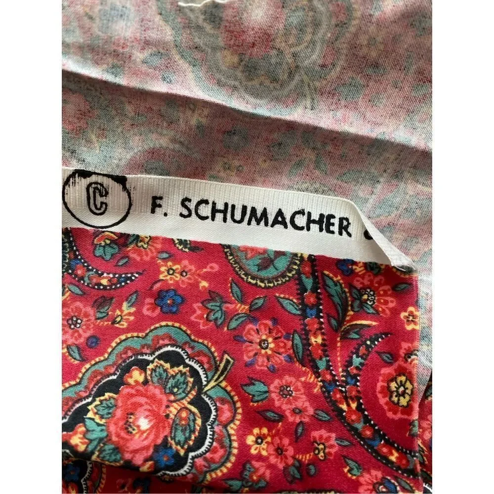 F. .Schumacher Fabric Seitz Paisley Upholstery Project Remants 2 lbs Vintage